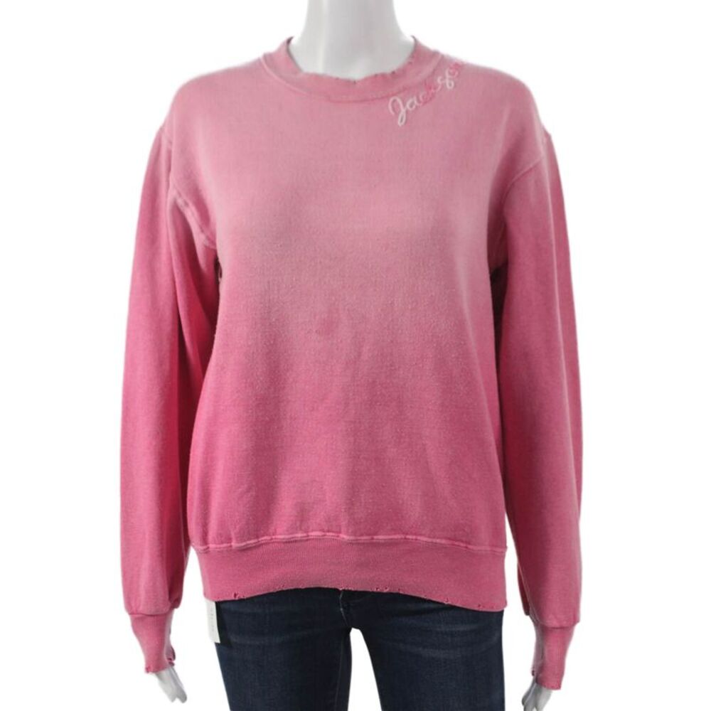 ISMBS Womens Pullover Sweatshirt Pink Cotton Crew Neck Long Sleeve Size M